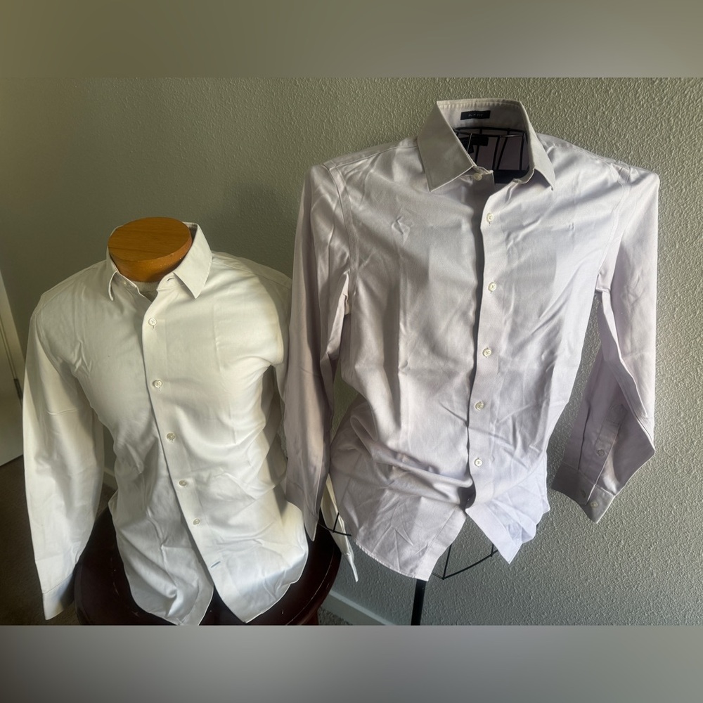 Banana Republic Elegant White and Gray Dress Shirts Bundle